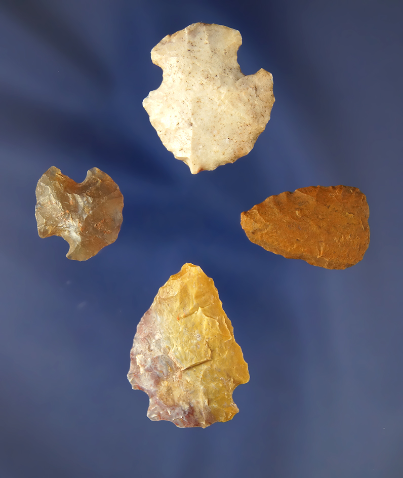 set of four assorted arrowheads found in Mesa County Colorado.