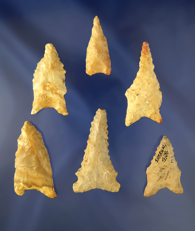 Group of 6 Daltons found in Greene and Clay Co., Arkansas. Largest is 2 1/4".