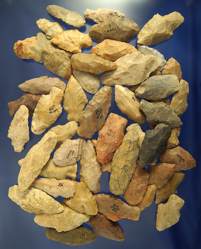 Group of 50 assorted Adena Points found in Greenup Co., Kentucky - Judge Claxton Collection.