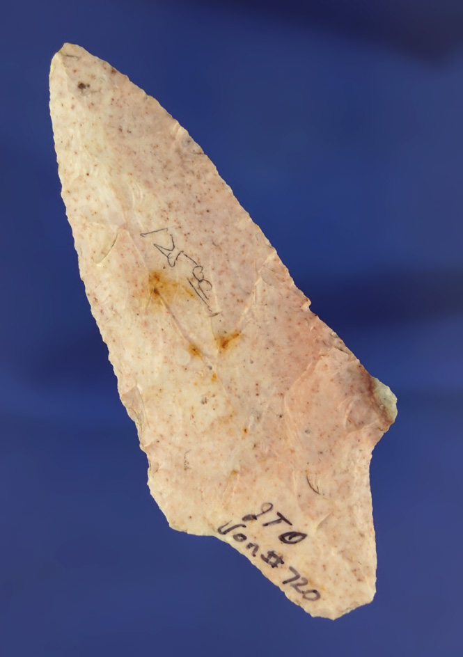 3 1/2" Dickson point found in Scott Co.,  Illinois that is thin very nicely flaked.