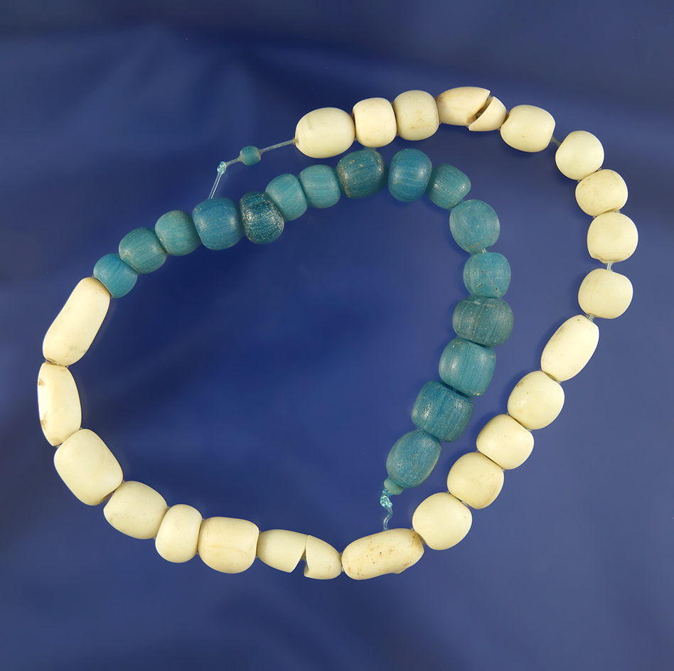 11" Strand of historic era drilled beads found in Arizona.