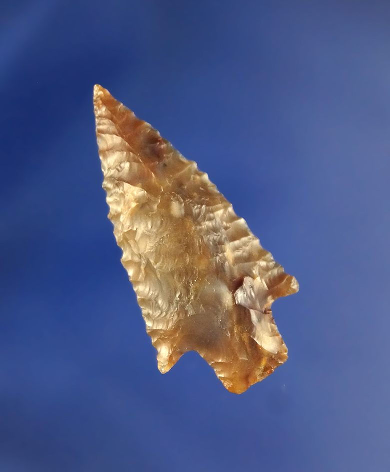 Beautiful material on this semi translucent, well flaked 1 1/2" found near the Columbia River.