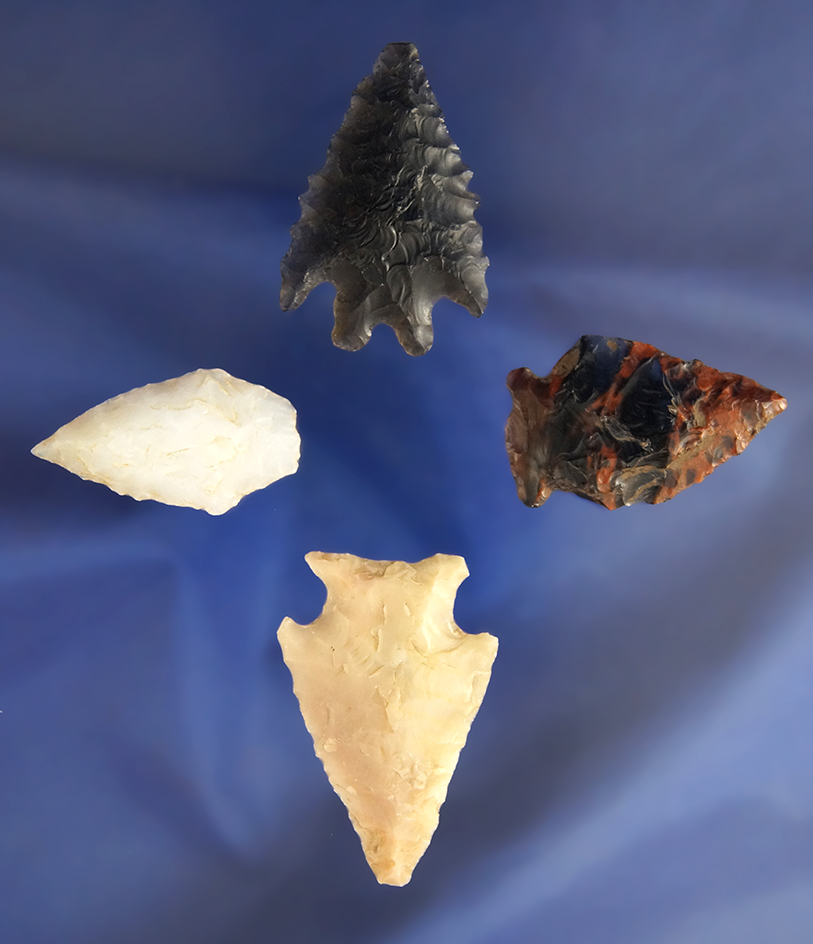 Set of four nice Arrowheads found in Oregon, largest is 1 5/8".