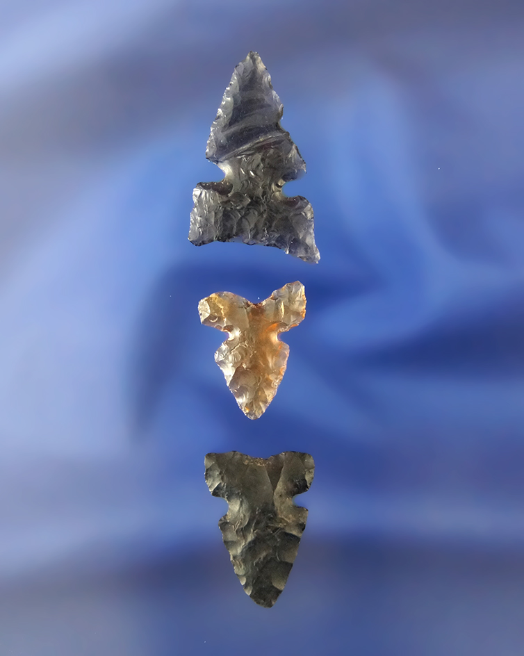 Set of three Gempoints, largest is 1" found near the Coeur D' Alene River in Idaho.