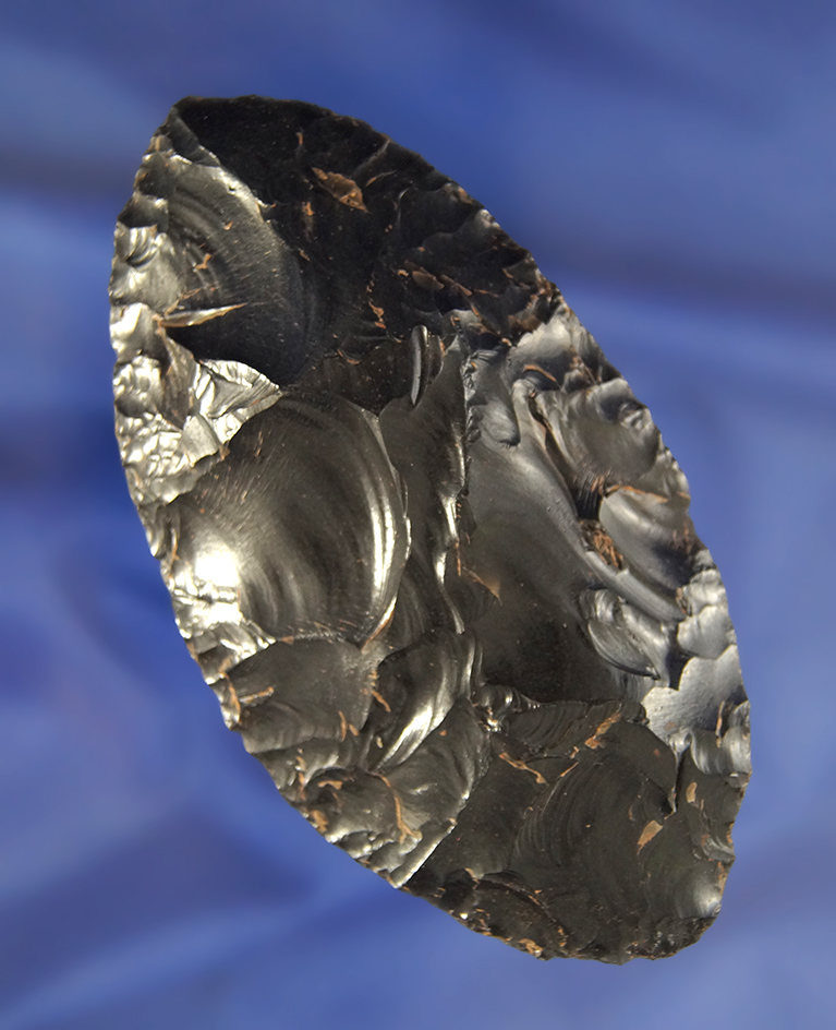 Beautifully patinated 4 1/16" Obsidian Cascade Knife found  on the Oregon side of the Columbia River