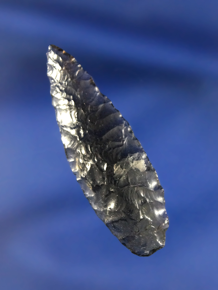 1 7/8" Cascade that is beautifully flaked from highly translucent Obsidian, found in Oregon.