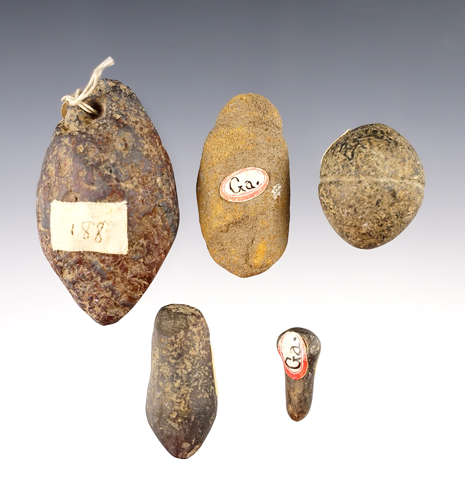 Set of 5 nice Georgia Plummets. The largest is 2 3/4".