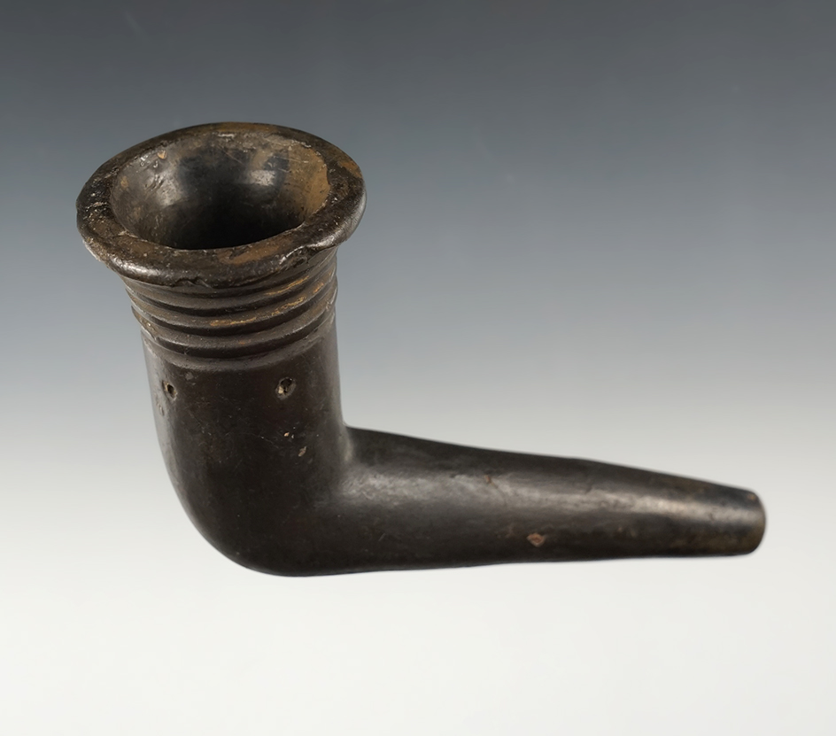 4" long Iroquois Ring Bowl Pipe with heavy restoration. Found in New York. 