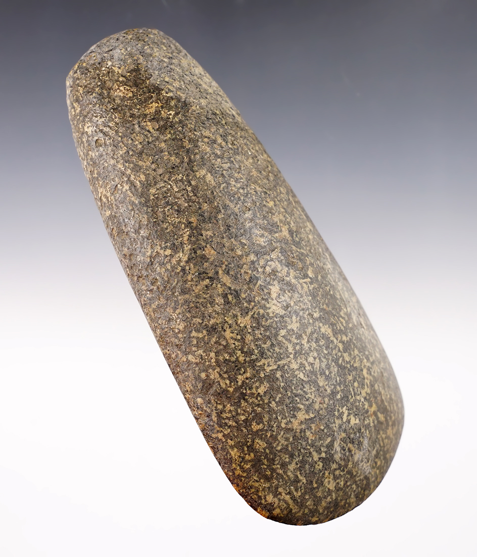 Superb 6 1/8" Hardstone Celt with an excellent bit and great overall form. Found in the Midwest.