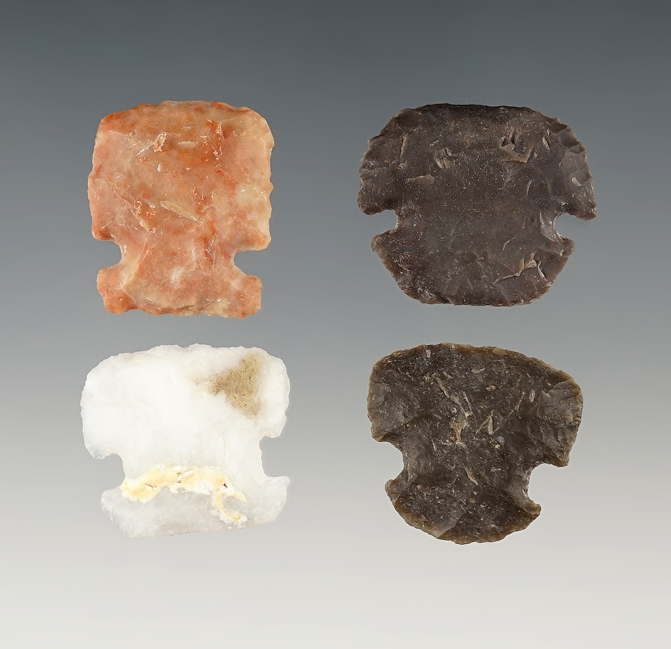 Ex. Museum! Set of 4 well made Sidenotch Scrapers found in New Mexico. The largest is 15/16"