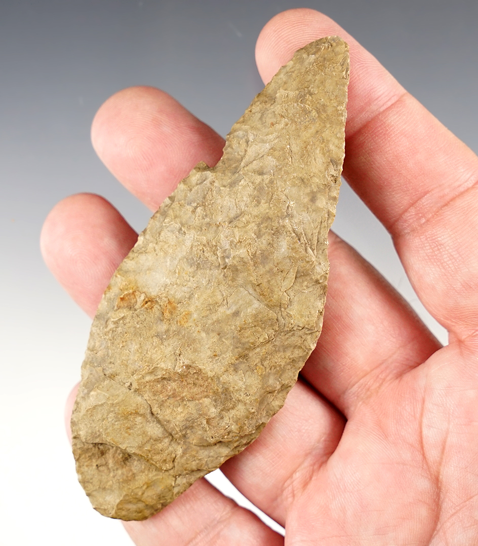 3 7/8" Archaic Harahey Beveled Knife found around the North Plains, South Dakota.