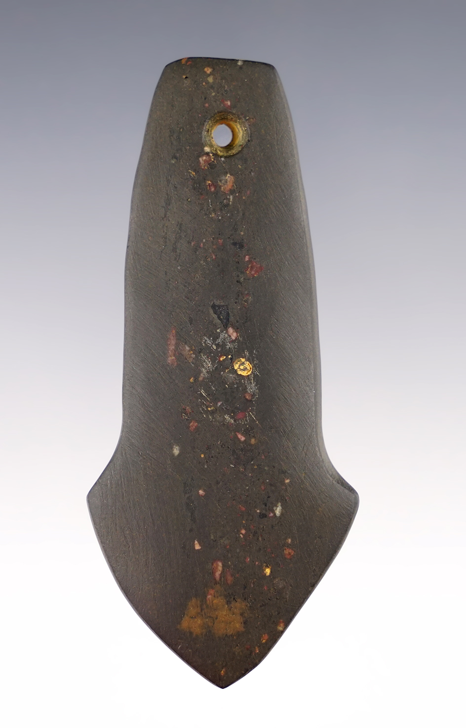 3 5/16" classic Anchor Pendant made from black slate. Found in Knox Co., Ohio.