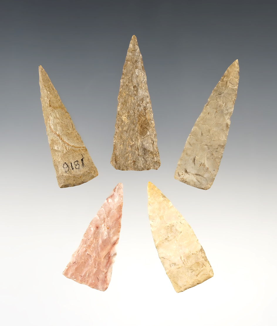 Set of 5 exceptionally well made Triangles found in the Kentucky & Tennessee area. 