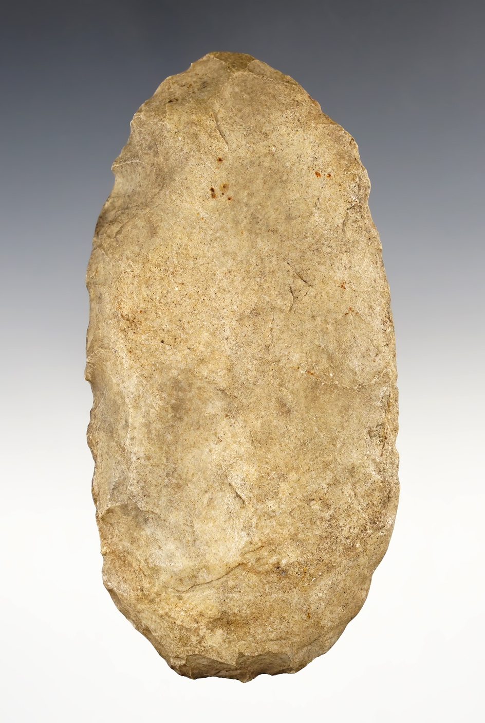 5 1/4" Spade made from patinated Mill Creek Chert. Found in Jackson Co., Illinois.