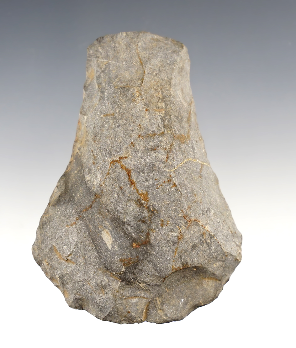 Unique 3 1/2 Flint Spade found in Ohio. Made from patinated flint.