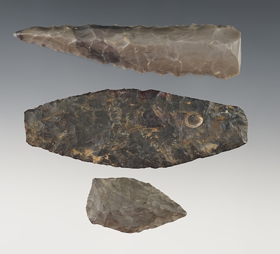 Set of Ohio Paleo points and Tools. The largest is 3 13/16".