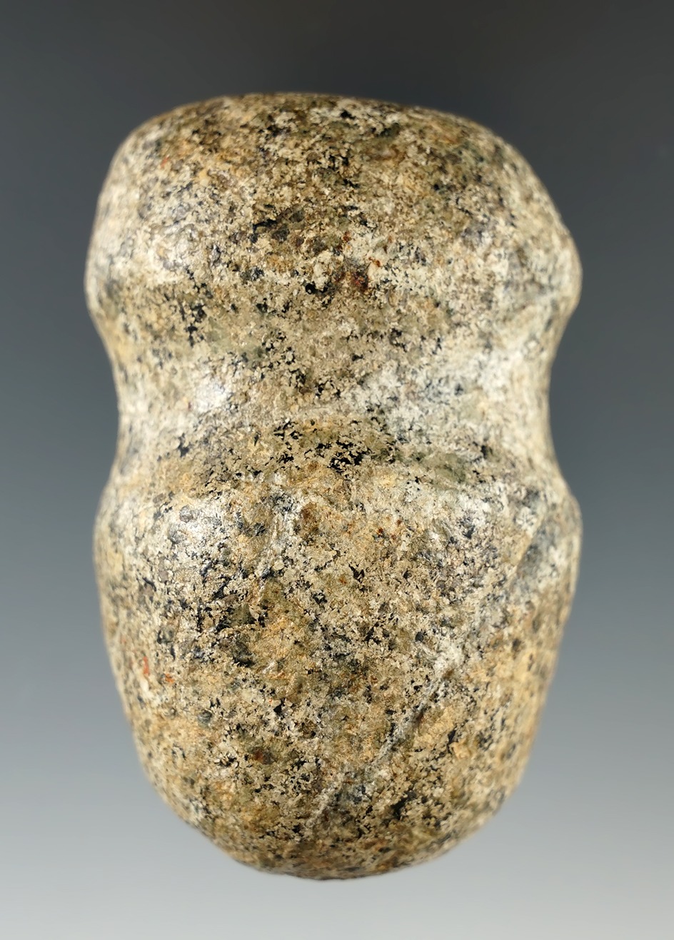 3" highly polished 3/4 grooved Hammerstone made of granite. Found in Northern Ohio.