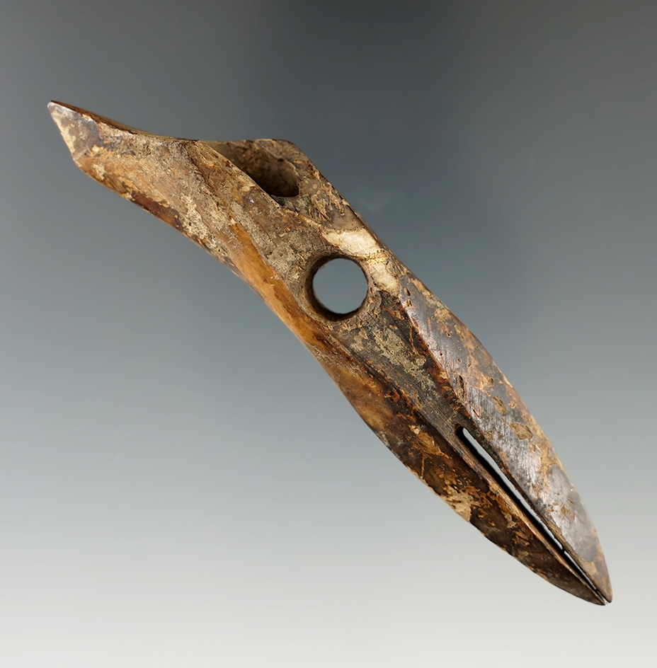 Heavily patinated 4 1/8" Inuit ivory harpoon toggle found in Alaska.