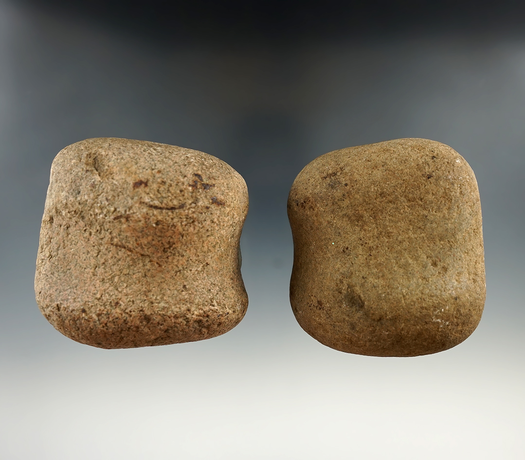 Pair of grooved hammerstones found in Williams Co., Ohio, largest is 2 1/2".