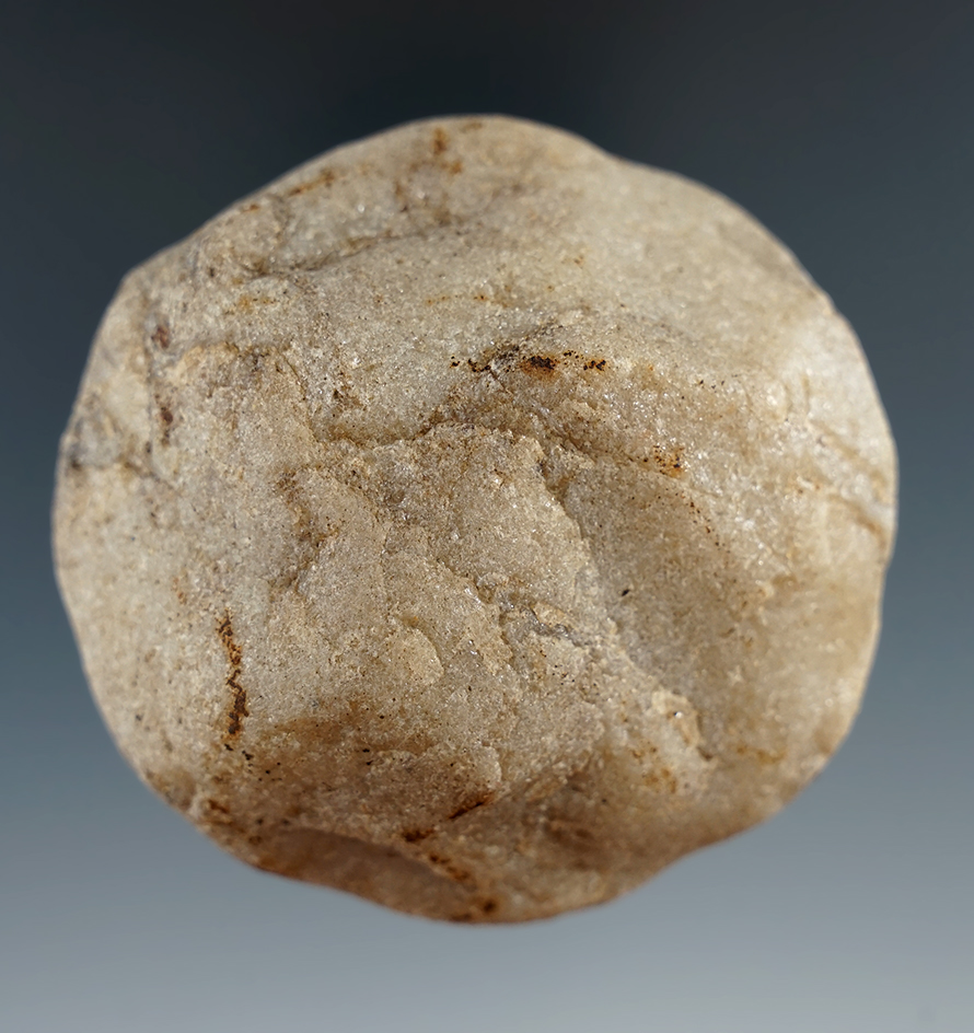 3" diameter Wisconsin Hixton quartz hammer stone found near Hixton, Wisconsin.