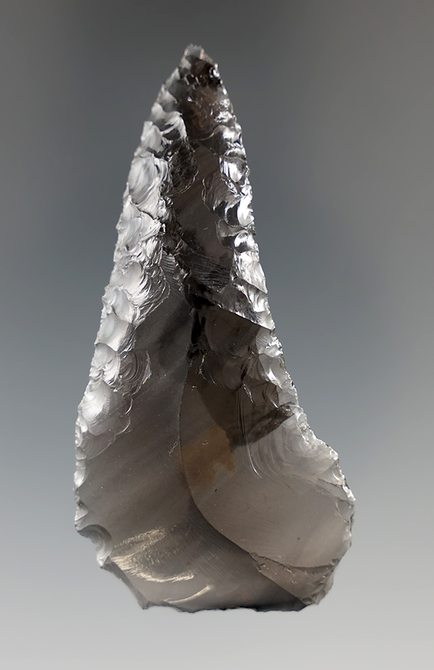 Beautiful material 2 13/16" Knife made from a large flake of nearly translucent obsidian, Arizona.