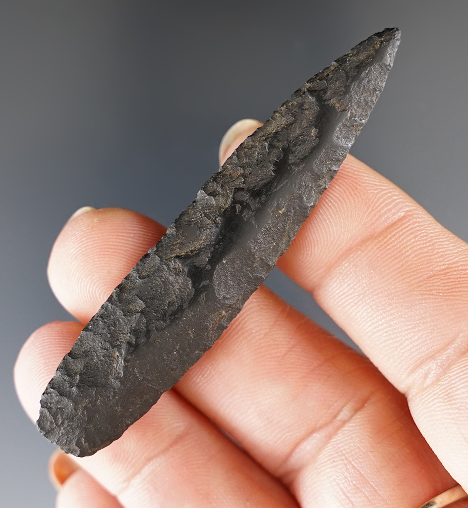 Exceptional 2 9/16" Inuit point found in Alaska and made from nicely patinated flint.