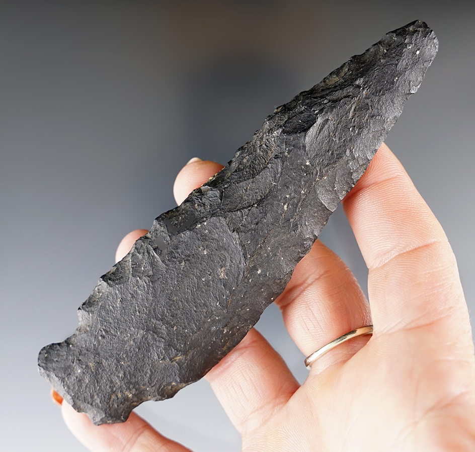 Large 4 13/16 Inuit Knife found in Alaska and made from nicely patinated flint.