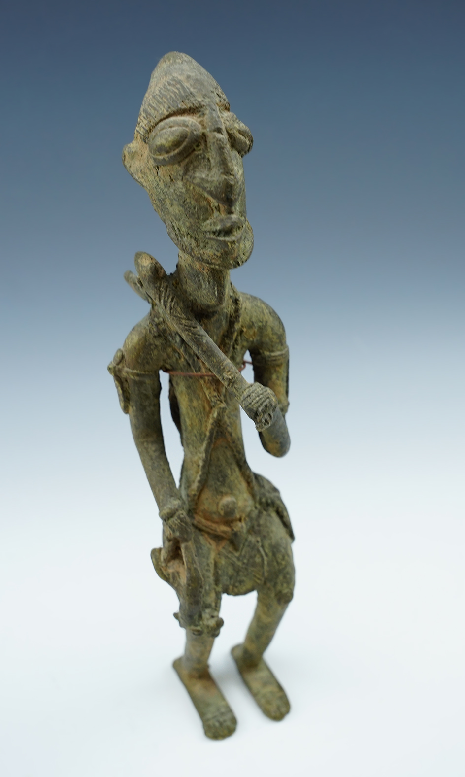 Very unique 9 5/8" tall vintage Asian bronze statue.