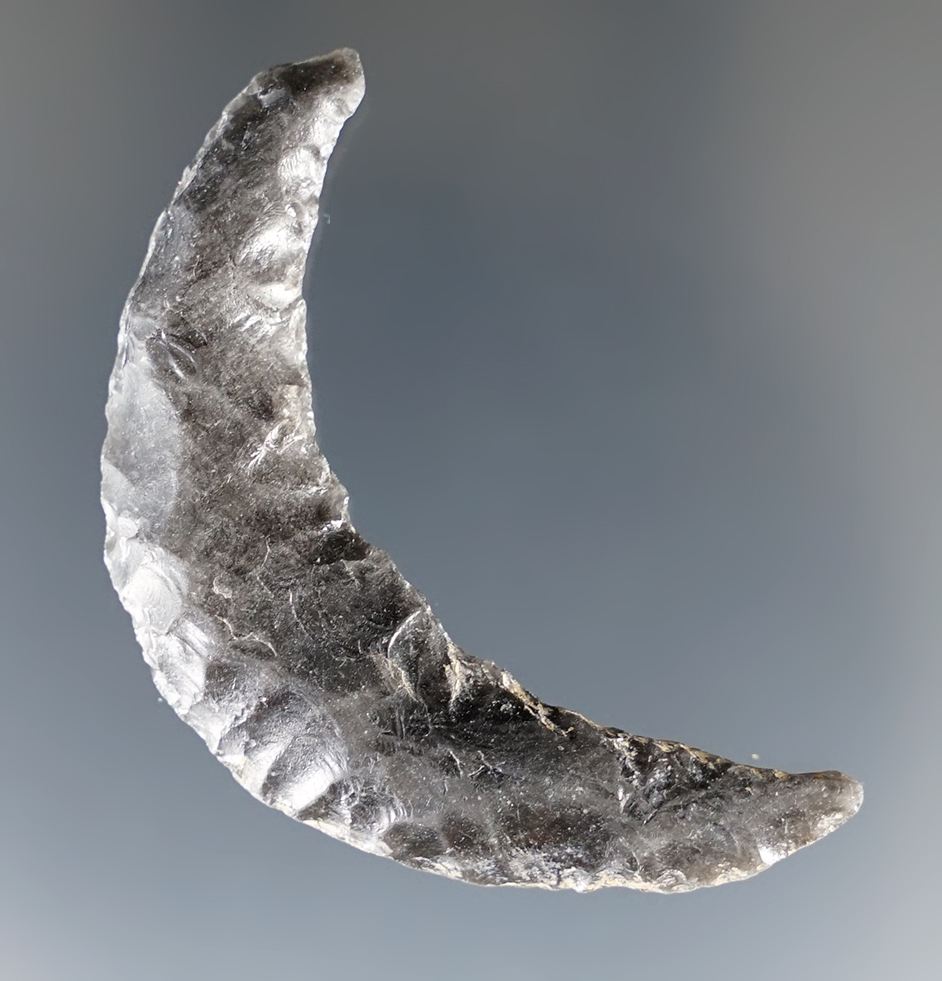 1 15/16" Obsidian Crescent found in New Mexico in excellent condition.