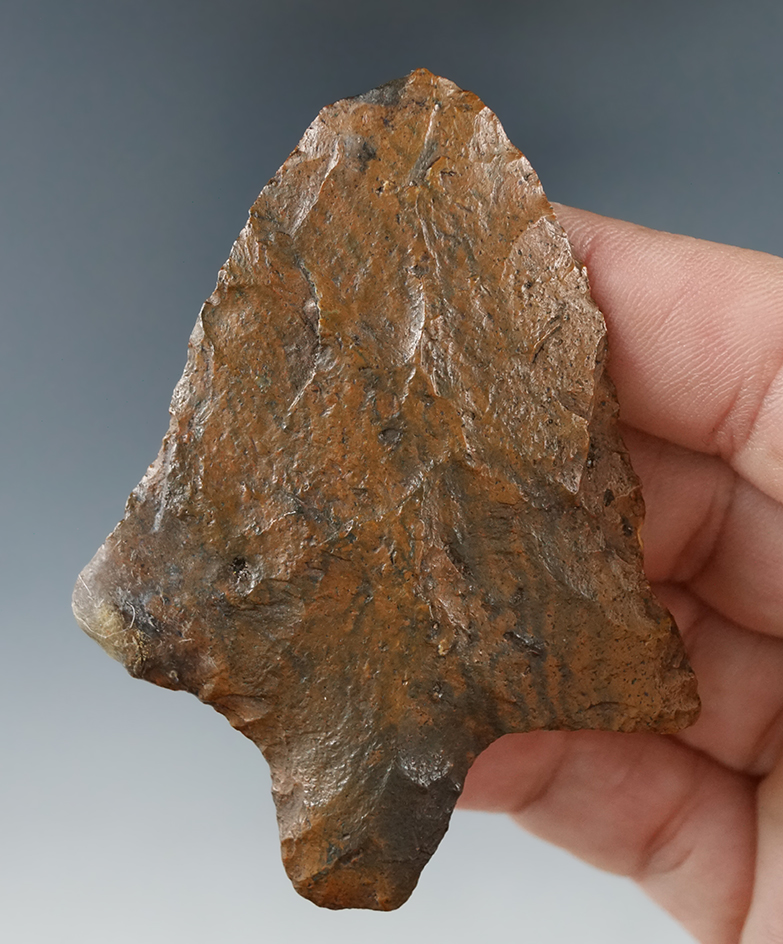 Heavy River patina on this 2 7/8" Archaic Knife with some restoration to one corner - Florida.