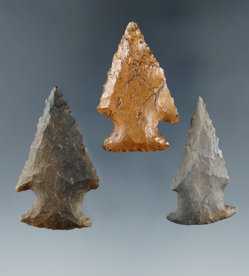 Set of three heavily patinated Bolen bevel found in North Florida, largest is 1 3/4".