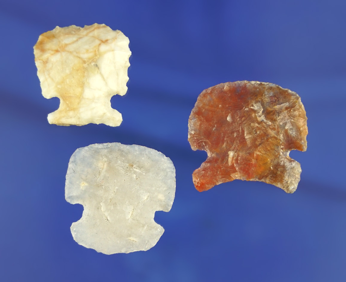 Set of three exceptionally well made Sidenotch Hafted Scrapers found in New Mexico.