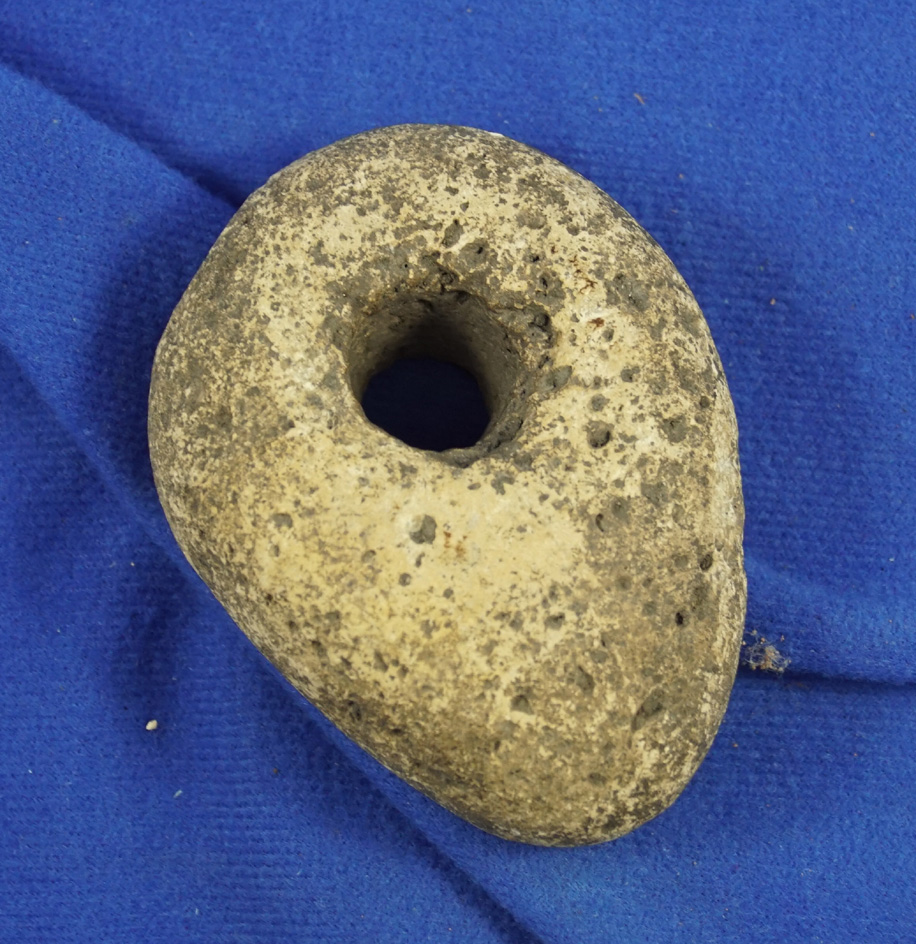 3 1/16" Chumash stone weight found in California near the coastal area by Paradise Cove.