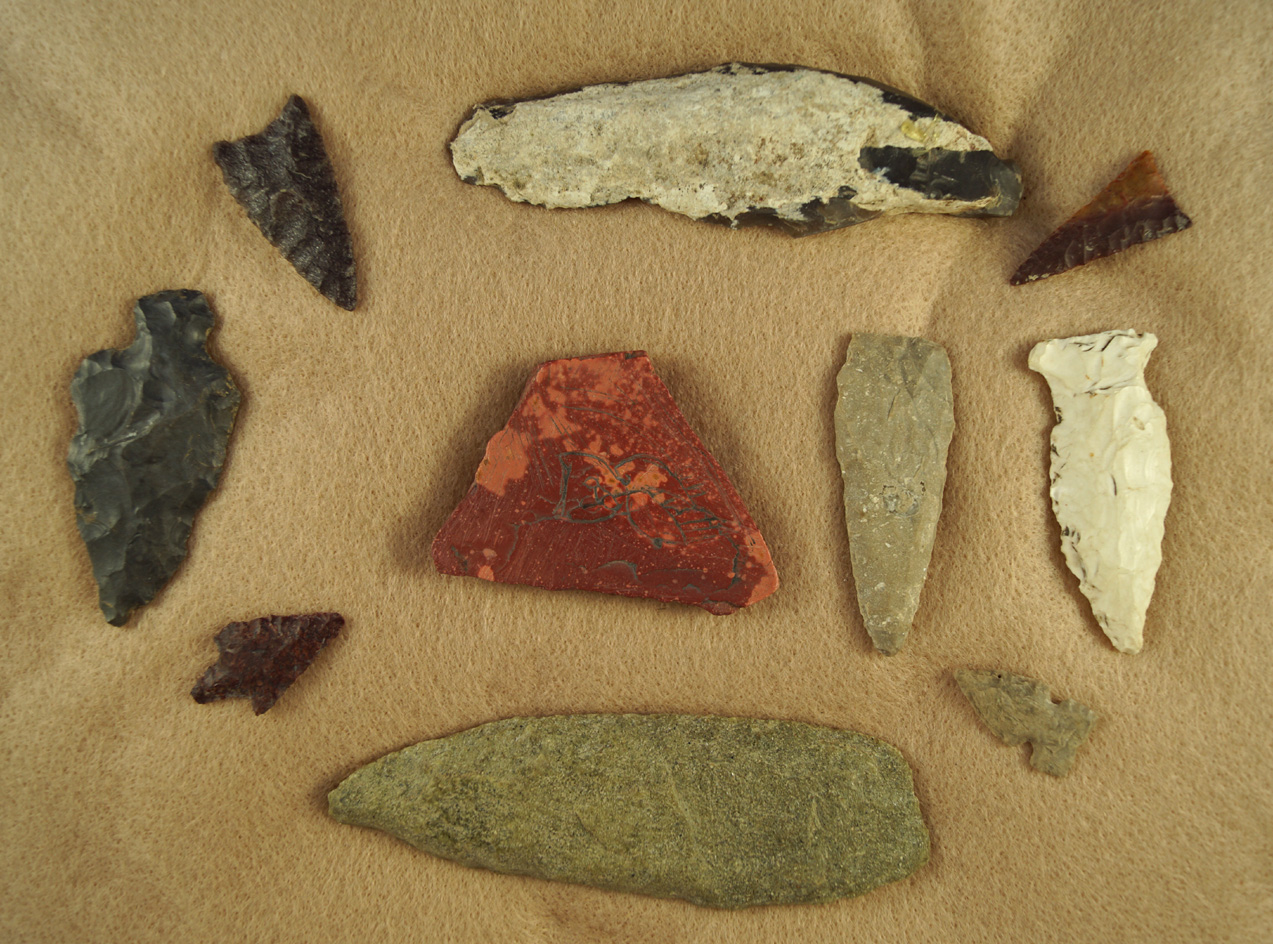 Very nice group of artifacts found near the Missouri River in South Dakota by Syl Egan.