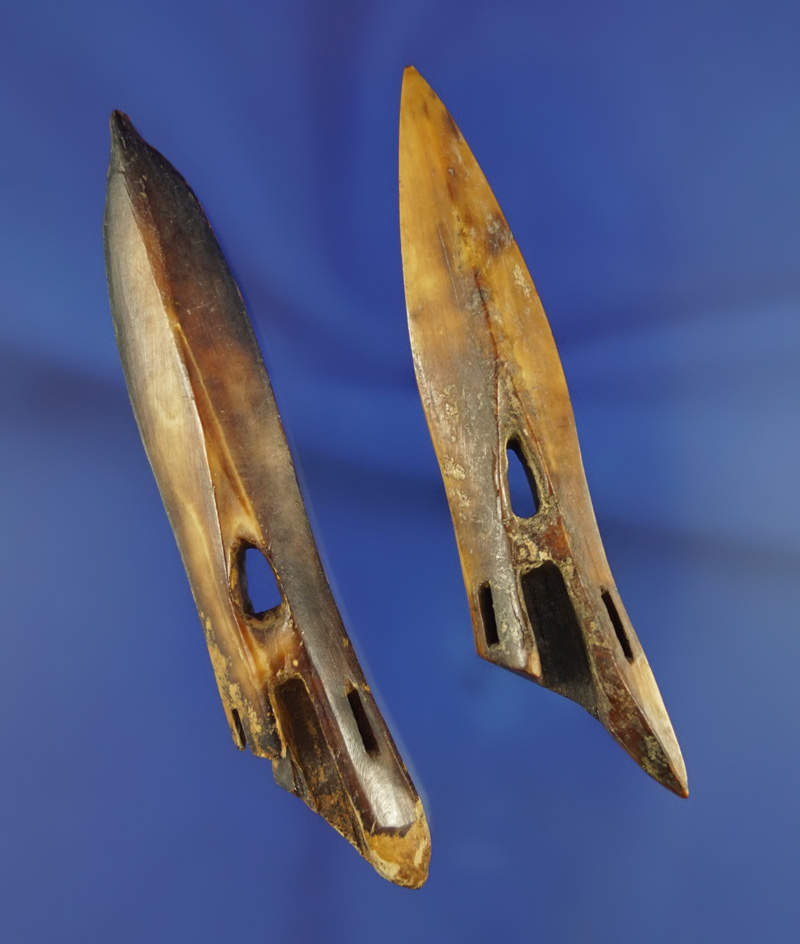 Pair of Bone Harpoon Toggles found in Alaska, largest is 3 7/16".