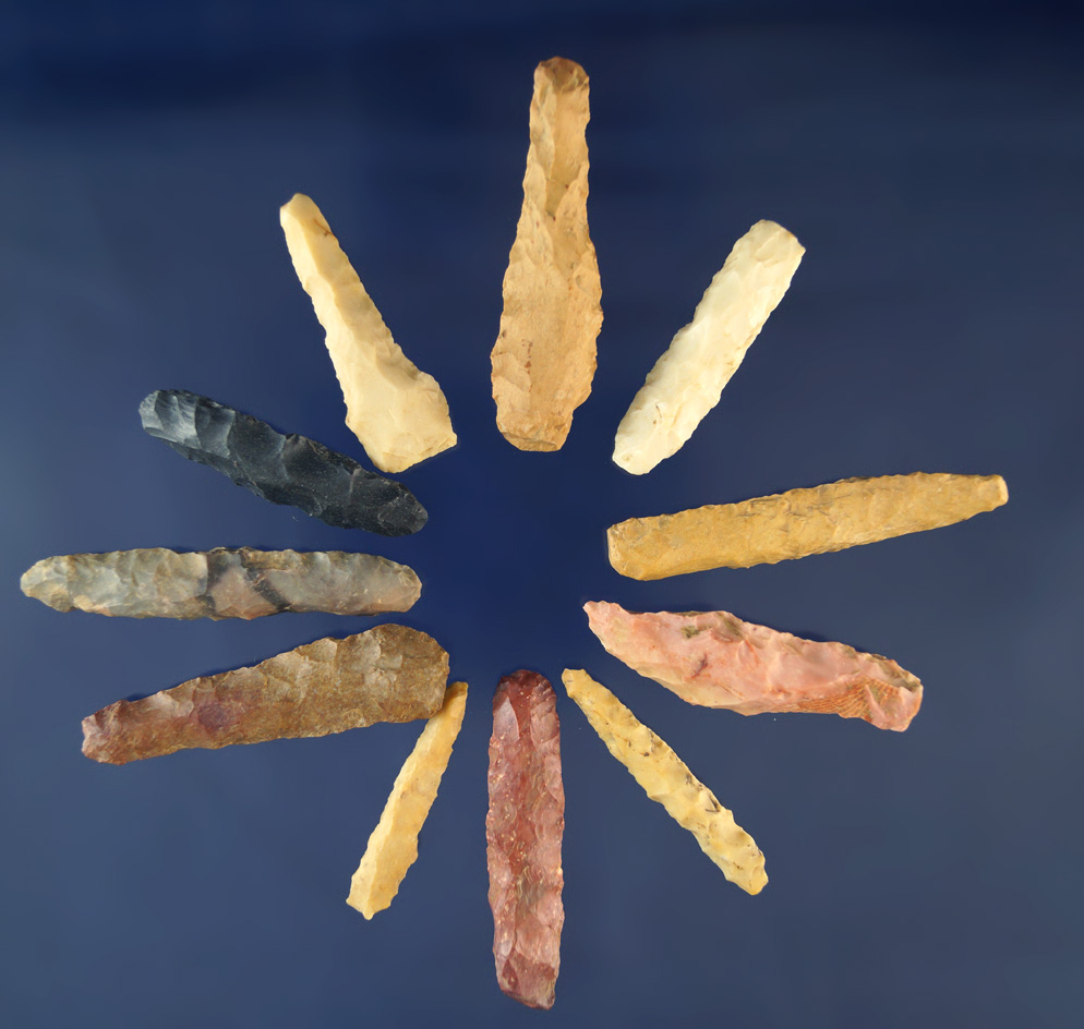 Group of Seven assorted Drills from various locations. Largest is 2". Comes with a Davis COA.