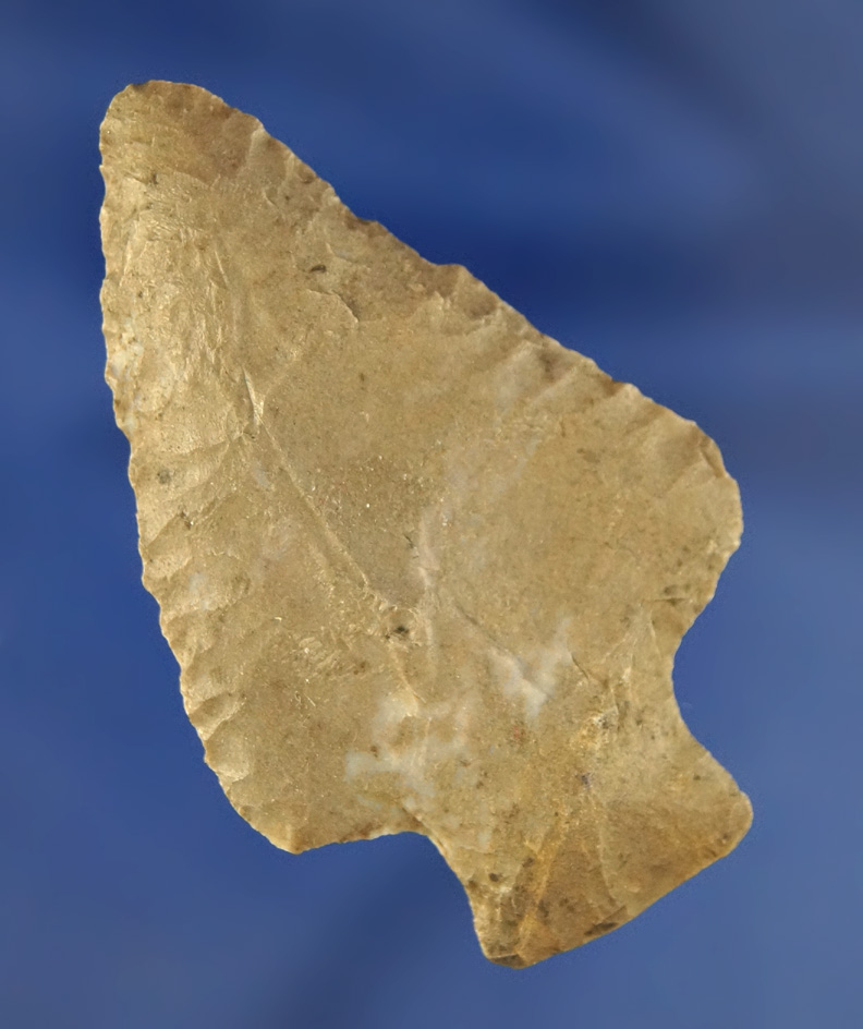 Nice edge flaking on this 2 3/16" Cotaco Creek made from Fort Payne chert found in Lee Co.,  MS.