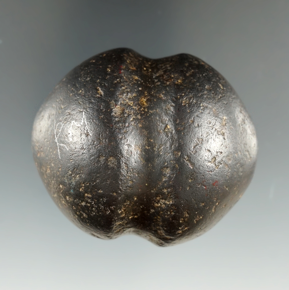 2 3/16" Hammerstone made from Hematite, found in Missouri. Ex. Morgan, Hathcock, Hathcock.