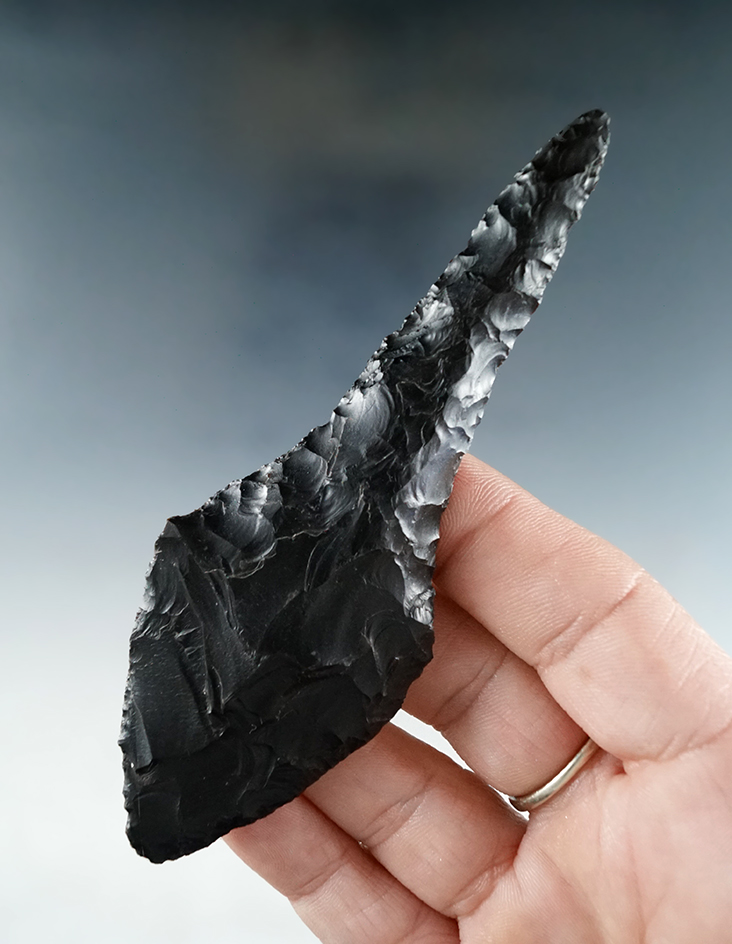 4 3/8"  Wahmuza Drill made from Obsidian, found in Central Oregon.