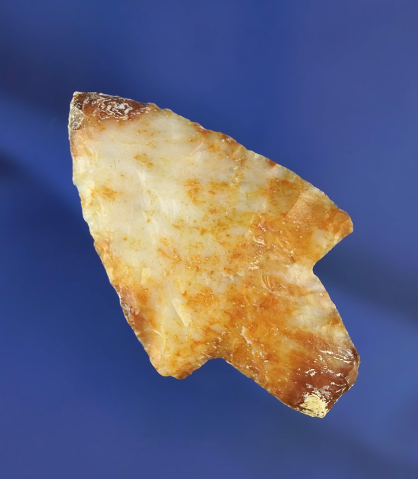 2 5/16" Newnan point that is made from nicely patinated colorful material found in Florida.