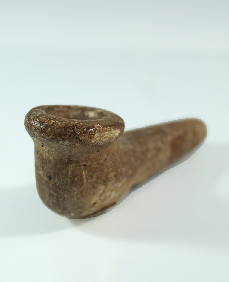 2 3/4" Stone Pipe found in Illinois with one small section reglued on stem.