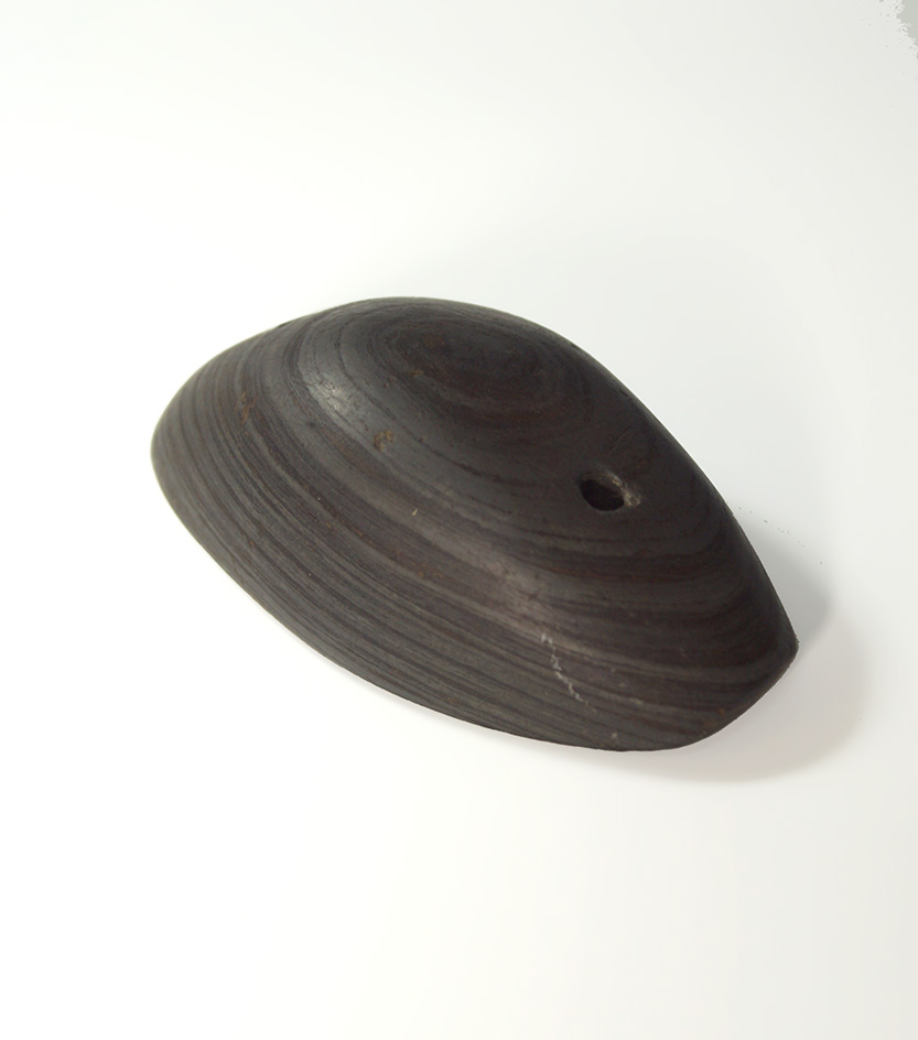 Nice 2 7/8" Banded Slate Boatstone found by Homer Frush near Brownsville, Licking Co., Ohio.