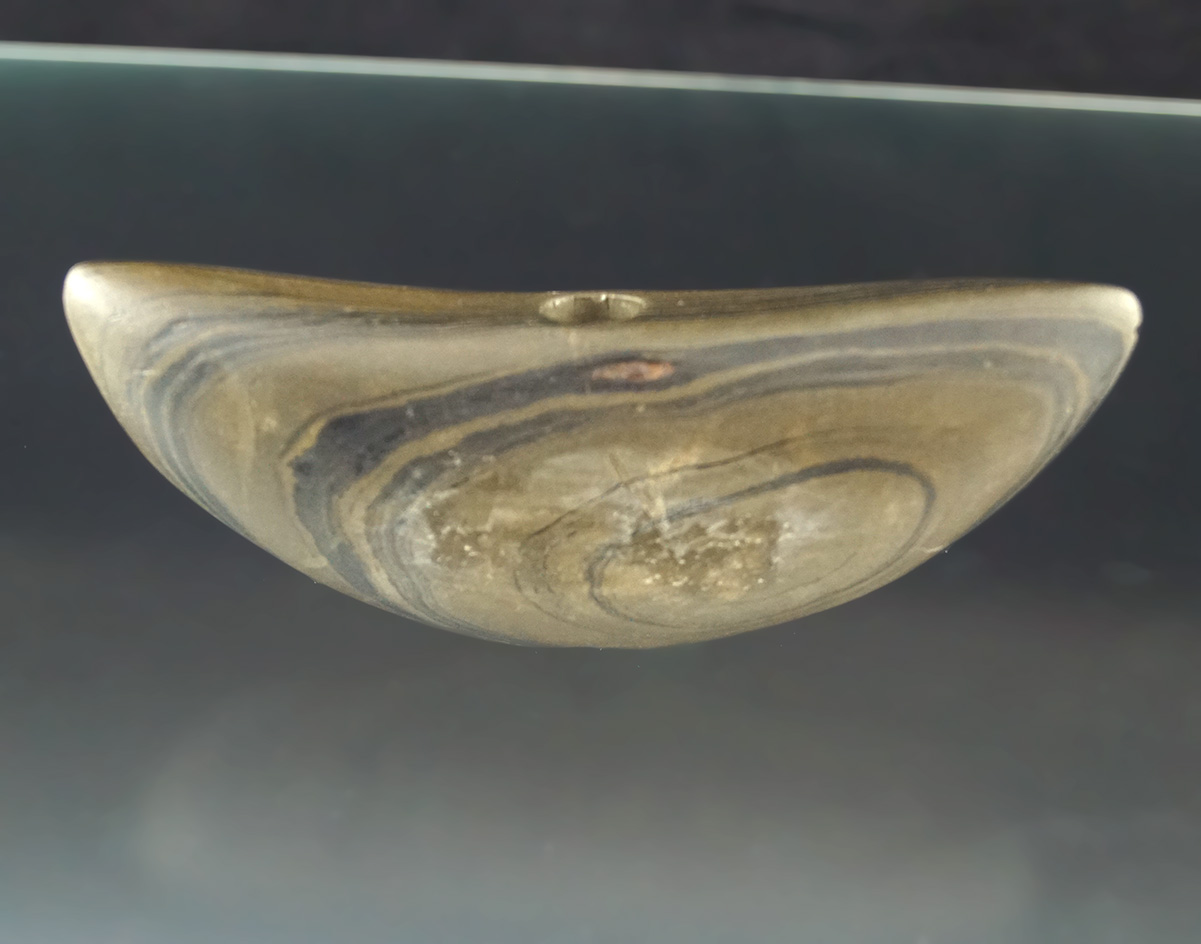 4 9/16" beautifully banded nicely patinated Pick Bannerstone found in Greenup Co.,  Kentucky.