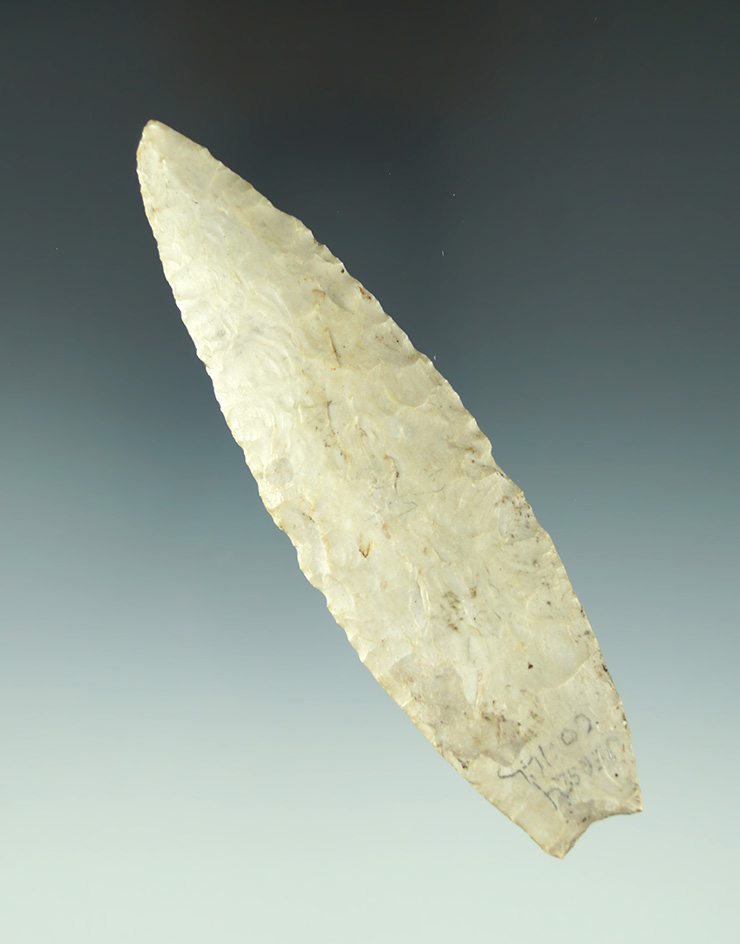 4 1/2" Agate Basin with heavily ground lower edges found in Jersey Co.,  Illinois.