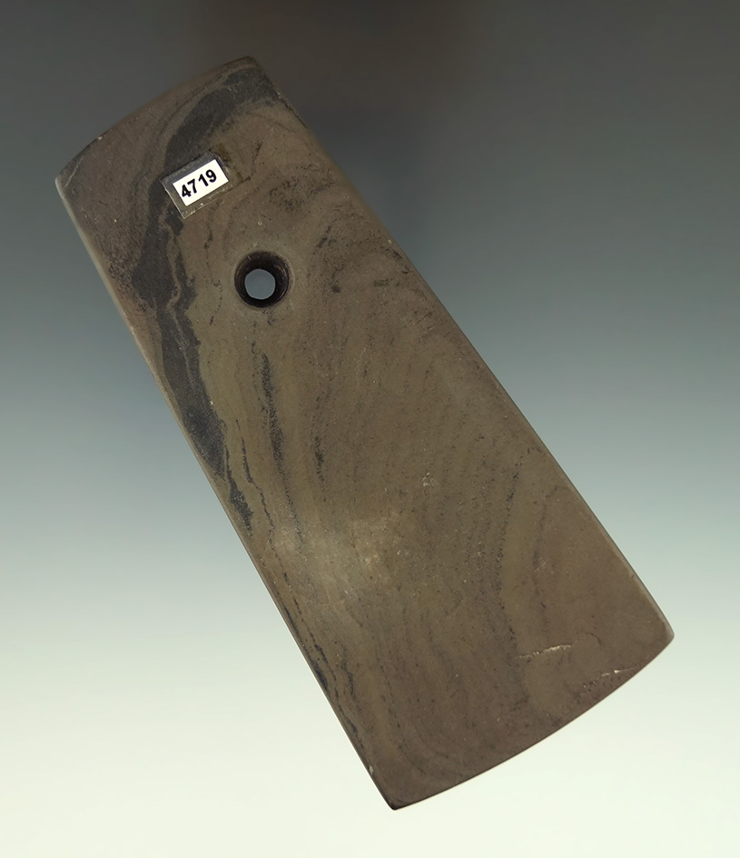 4 1/2" Trapezoidal Pendant - nicely banded brown slate found in Montgomery Co.,  Ohio.