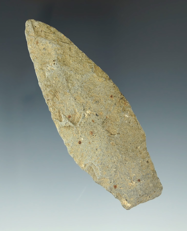 3 5/16" Paleo Stemmed Lance found in Michigan.  Ex. Phil Wagle collection.