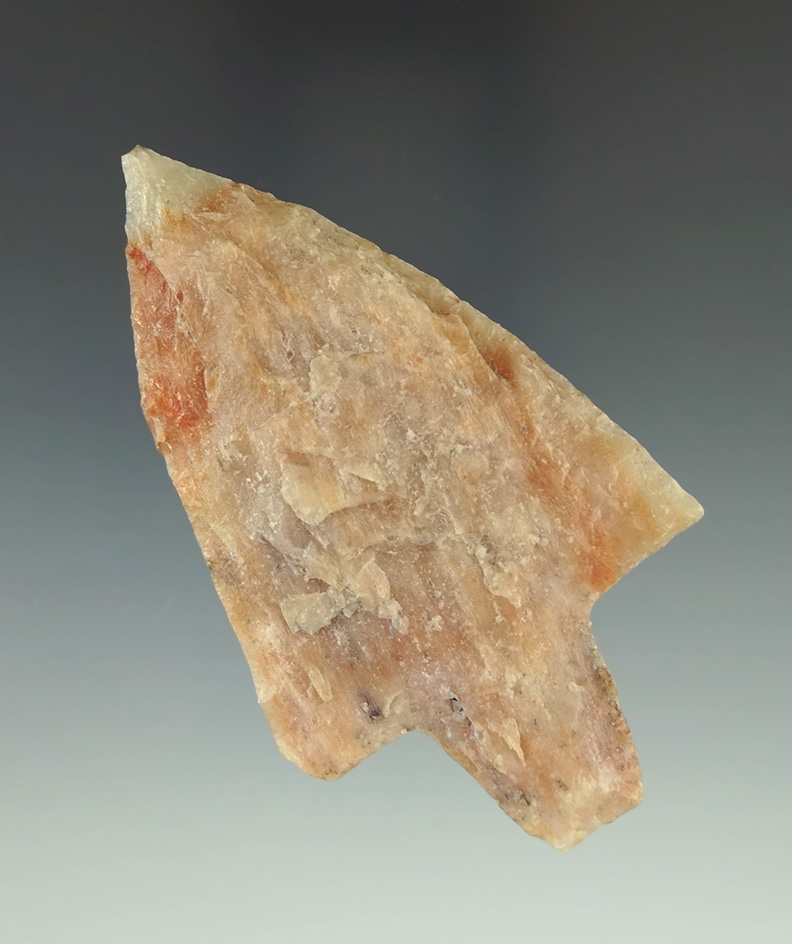 3" Newnan point made from attractive multicolored semi translucent coral found in Florida.