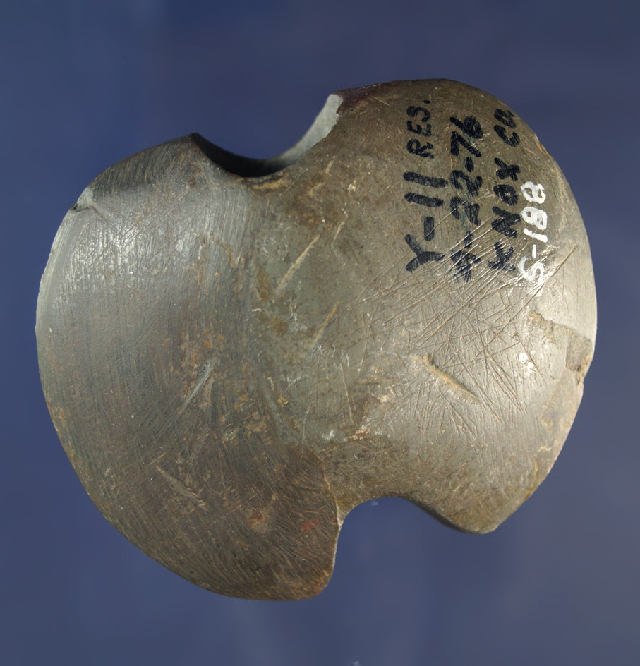 2 1/2"  Bannerstone that is one half professionally restored found in Knox Co., Ohio  Pictured in Wh