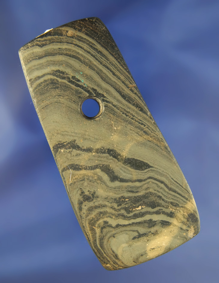 4" Trapezoidal Pendant with nice worm tracks found in Branch Co., Michigan.  Pictured in  Who's Who.