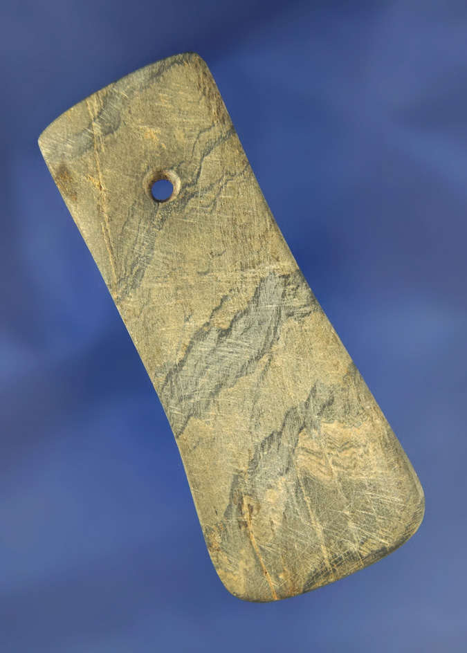 3 3/8" banded slate Pendant found in Pickaway Co., Ohio. Comes with a Jackson COA.